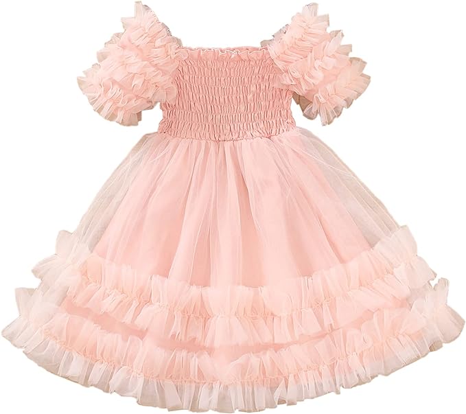 Photo 1 of PATPAT Toddler Girls Dresses Girls Mesh Pink Princess Party Dress- 3 sz 1T 
