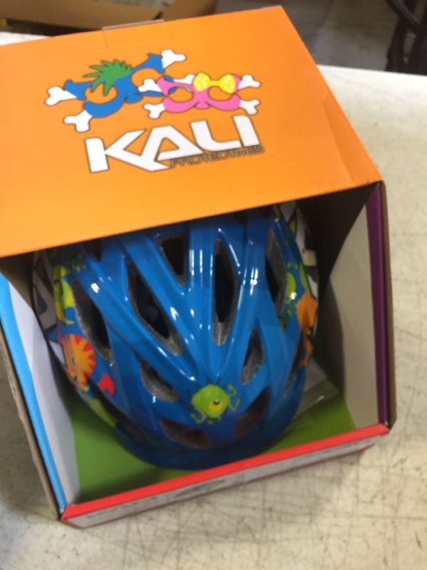 Photo 1 of Kali Protectives Chakra Child Bicycle Helmet; Mountain in-Mould Bike Helmet for Child Equipped visor; Dial-Fit; with 21 Vents X-Small Monster Blue