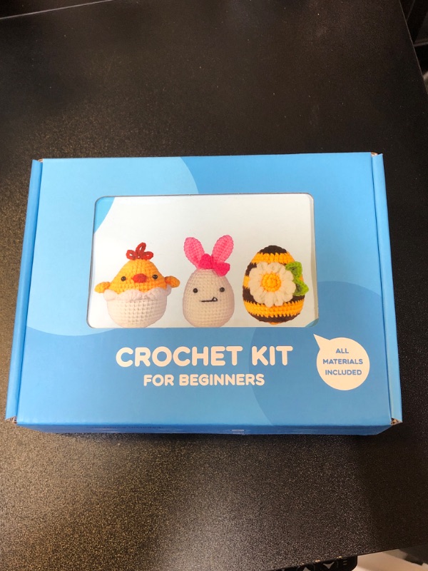 Photo 2 of 3 PCS Crochet Kit for Beginners, Cute Animal Crochet Starter Kit with Step-by-Step Video Tutorials & Manual, DIY Egg Knitting Kit for Adult Kids to Learn, Christmas Birthday Holiday Gifts