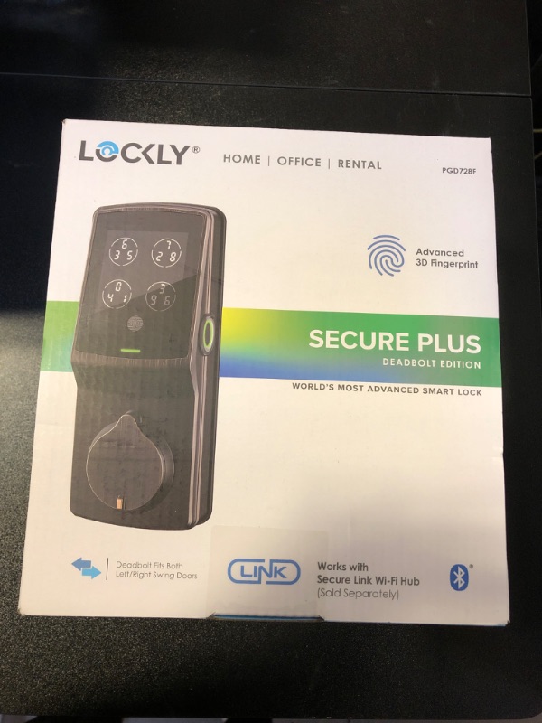 Photo 2 of ++++FACTORY SEALED++++ Lockly Secure Plus Keyless Entry Door Lock Smart Locks for Front Door App Control 3D Biometric Fingerprint Sensor Digital Keypad Smart Lock Dead
