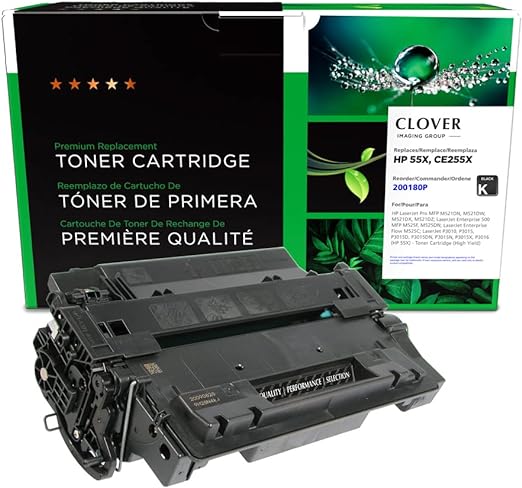 Photo 1 of Clover Remanufactured Toner Cartridge Replacement for HP CE255X (HP 55X) | Black | High Yield
