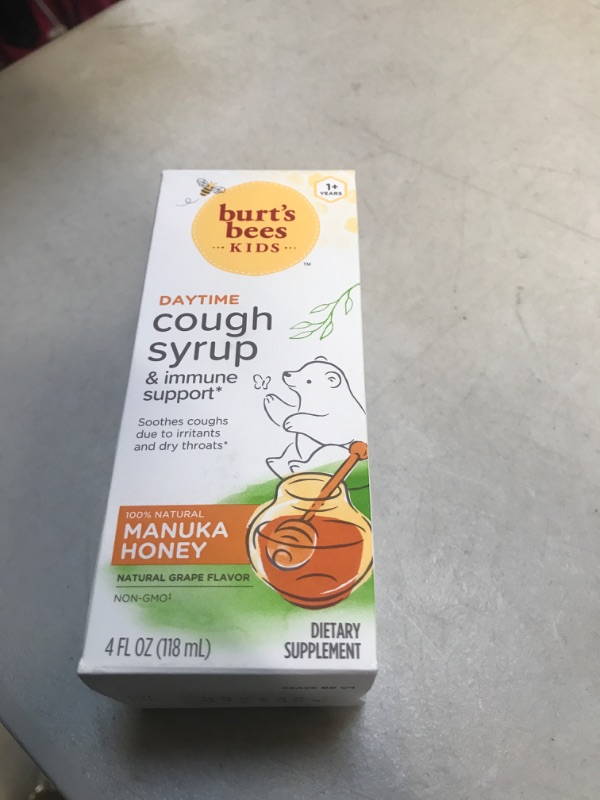 Photo 2 of  expires- 07/2024
Burt's Bees Kids Daytime Cough Syrup and Immune Support, Natural Grape Flavor, Dietary Supplement, 4 Fl Oz