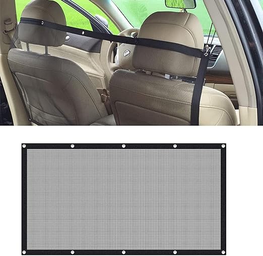 Photo 1 of 1 PC Car Barrier Mesh with Adjusting Rope, 3.77Ft x 2.03Ft Durable Vehicle Backseat Pet Isolation Net Accessories, Universal Automotive Protective Barrier for SUV Pickup Car Truck (Black)
