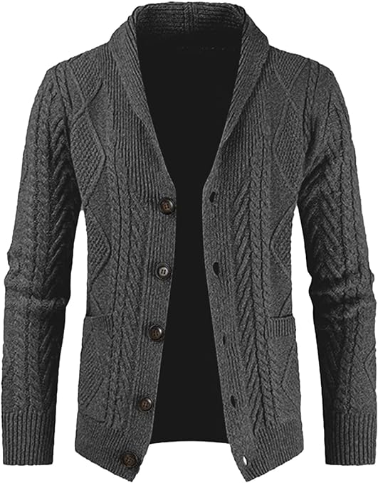 Photo 1 of Addkaka Men's Long Sleeve Open Front Button Down Cardigan Cable Knit Sweater Outerwear with Pockets
size small 