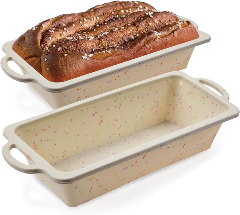 Photo 1 of 2Pack 10x5x2.4 in Silicone Bread Loaf Pan with Metal Reinforced Frame, Non-stick Silicone Loaf Pan, Durable Silicone Loaf Pans for Baking BPA Free, Silicone Bread Pan for Oven Dishwasher Safe
