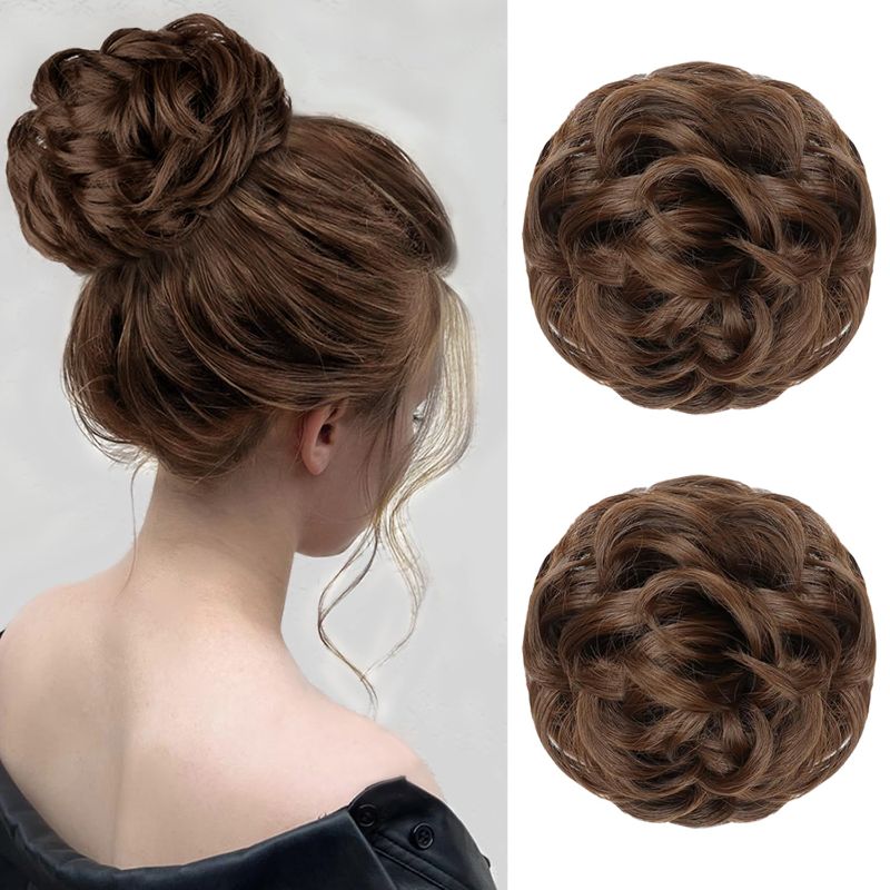 Photo 1 of 2PCS Claw Clip Messy Bun Hair Piece Hair Buns Hair Piece for Women Messy Curly Wavy Hair Bun Synthetic Tousled Updo Hair Bun Scrunchies Clip in Ponytail Hair Extension(8#)
