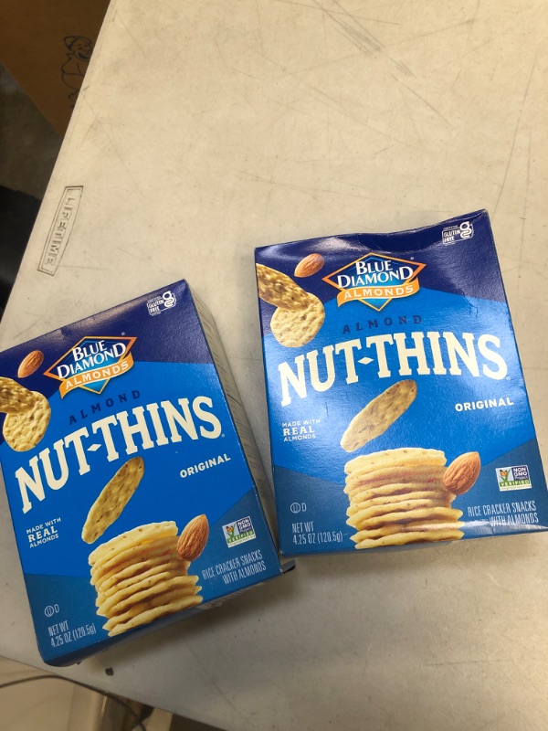 Photo 2 of  2 pack 
Blue Diamond Nut & Rice Cracker Snacks, Almond Nut-Thins - 4.25 oz box