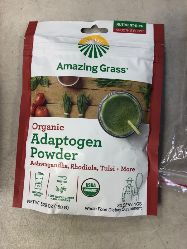 Photo 2 of Amazing Grass Adaptogens Booster Smoothie Mix: Greens Powder with Ashwagandha, Rhodiola, Chaga & Tulsi, Smoothie Booster, 30 Servings Adaptogens Powder