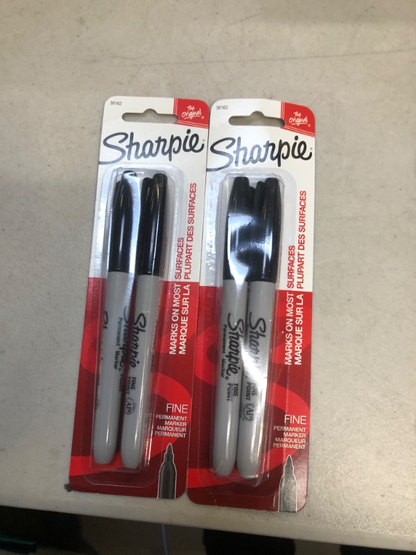 Photo 2 of 2 pack Sharpie Permanent Markers Fine Point Black 2 Count
