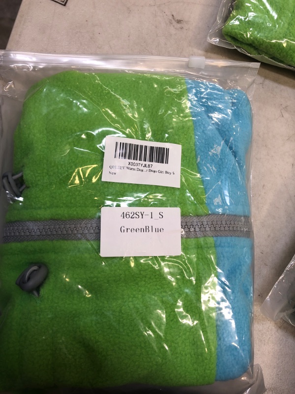 Photo 1 of green and blue dog jacket small