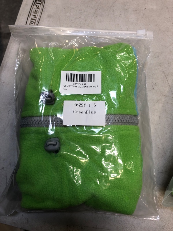 Photo 1 of green and blue dog jacket small