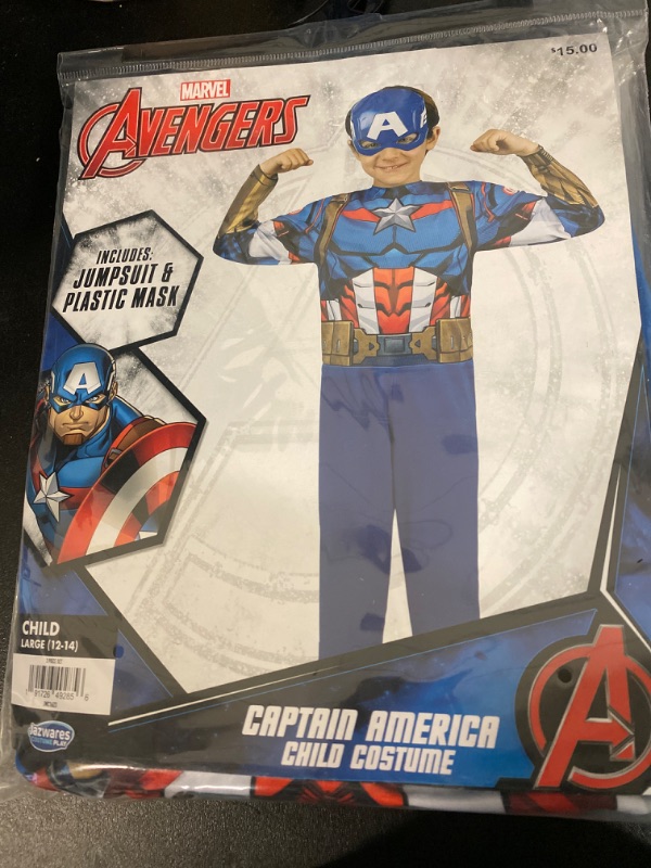 Photo 1 of Jazwares Marvel Avengers Captain America Child Costume Size Large 
