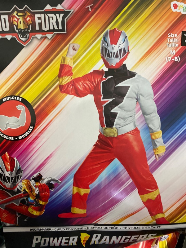 Photo 2 of Kids Power Rangers Red Ranger Dino Fury Muscle Chest Halloween Costume M