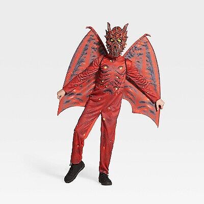 Photo 1 of Large Kids' Light Up Red Dragon Halloween Costume Jumpsuit with Mask and Wings 
