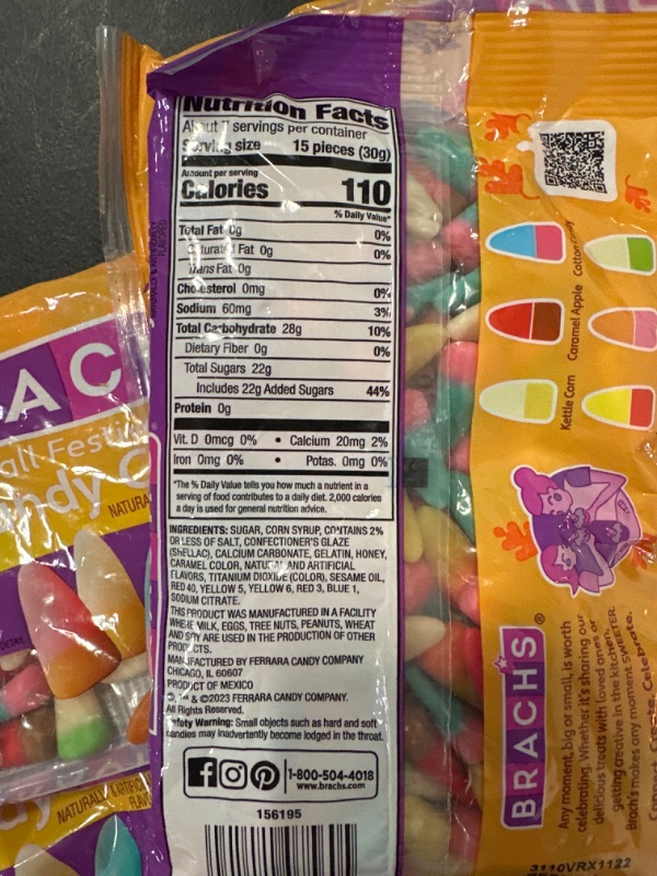 Photo 3 of 5 PACK Brach's Fall Festival, Kettle Corn, Caramel Apple, and Cotton Candy Flavored Halloween Candy Corn, 8 oz Bag
