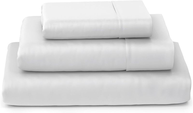 Photo 1 of Linen House - Blend of Rayon Derived from Bamboo - Cooling & Breathable, Silky Soft, 16-Inch Deep Pockets - 3-Piece Bedding Set - Twin XL, White
