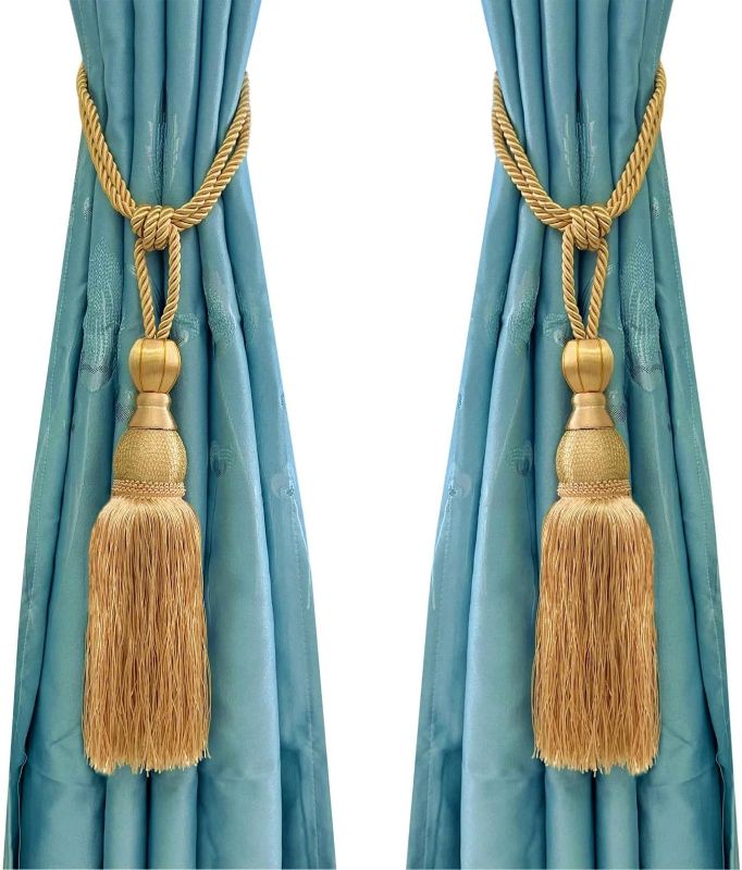 Photo 1 of Selling Wonderful Curtain Holdbacks Curtains Tiebacks Home Decorative Braided Buckle Fastener Accessories Window Drapery Ball Tassels Tiebacks, Set of 8(Gold)
