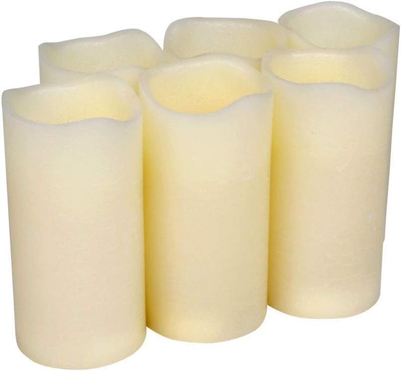Photo 1 of H-BLOSSOM Flickering Flameless Candles Battery Operated Real Wax Pillar Candles LED Candles with Cycling 5H Timer Pack of 6 (3" x 6")
