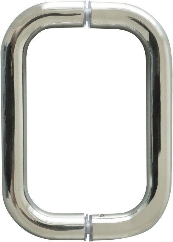 Photo 1 of CKB 6" Shower Door Pull Back to Back Handle Compatible with 1/4" to 1/2" Thickness Glass for Frameless Shower Doors, Polished Steel with 304 Stainless Steel.
