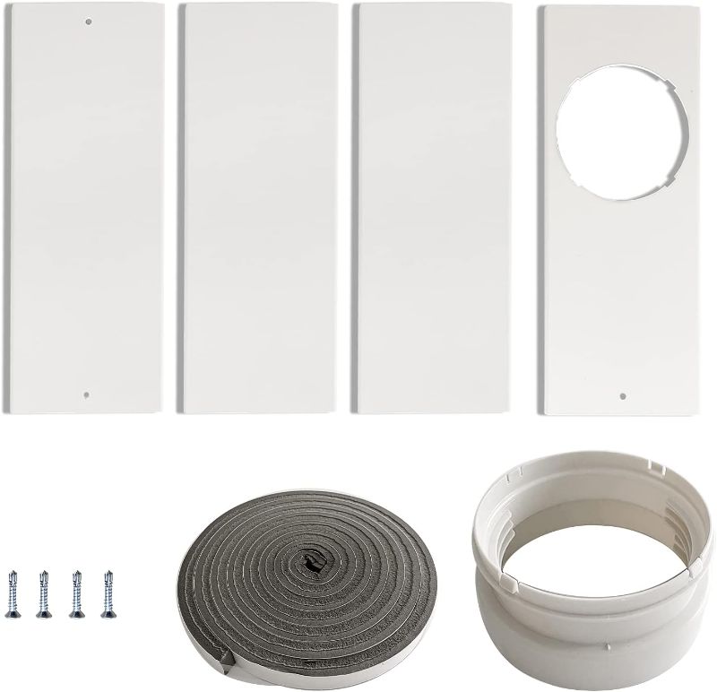 Photo 1 of Portable Air Conditioner Window Seal Plates Kit, Plastic AC Vent Kit for Sliding Windows, Portable AC Duct, Adjustable Length Portable AC Vent Kit for 5.1/5.9 inch Air Conditioner Exhaust Hose
