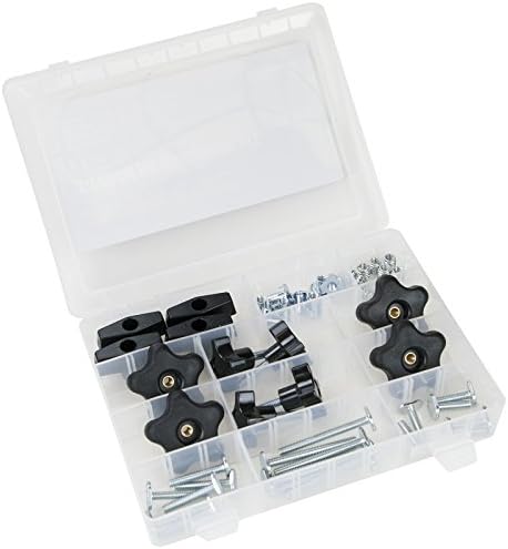 Photo 1 of POWERTEC 71173 T Track Knob Kit, 1/4-20 Threaded Bolts and Washers, 46 Piece Set, T Track Bolts, T Track Accessories for Woodworking Jigs and Fixtures
