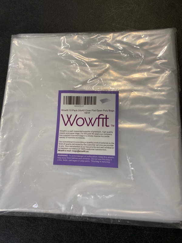 Photo 1 of Wowfit 10 Pack 30x40 Clear Flat Open Poly Bags