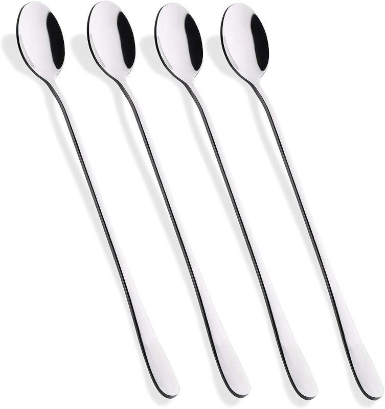 Photo 1 of Hiware 9-Inch Long Handle Iced Tea Spoon, Coffee Spoon, Ice Cream Spoon, Stainless Steel Cocktail Stirring Spoons, Set of 6
