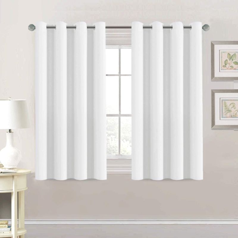 Photo 1 of H.VERSAILTEX Thermal Insulated Room Darkening White Curtains for Bedroom/Living Room - Classic Grommet Top (2 Panels, 52 Inch by 54 Inch)

