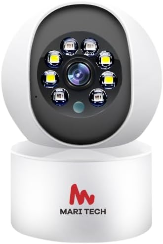 Photo 1 of MARI TECH 5MP Dual Lens Security Camera, 64 gb Sd Card Gift, 2.4GHz WiFi Indoor Camera, PTZ Security Camera for Baby, Pet Dog Cat Home, Color Night Vision, Motion Detection, 2-Way Audio, Siren
