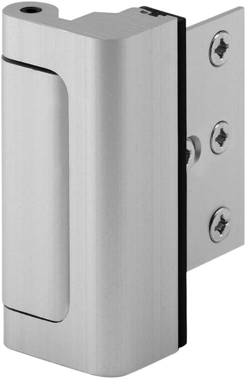 Photo 1 of Defender Security U 10827 Door Reinforcement Lock – Add Extra, High Security to your Home and Prevent Unauthorized Entry – 3 In. Stop, Aluminum Construction, Satin Nickel (Single Pack)
