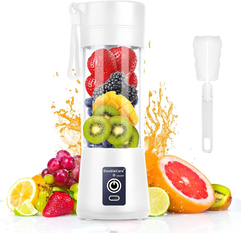 Photo 1 of Portable Blender Cup,Electric USB Juicer Blender,Mini Blender Portable Blender For Shakes and Smoothies, Juice,380ml, Six Blades Great for Mixing,white
