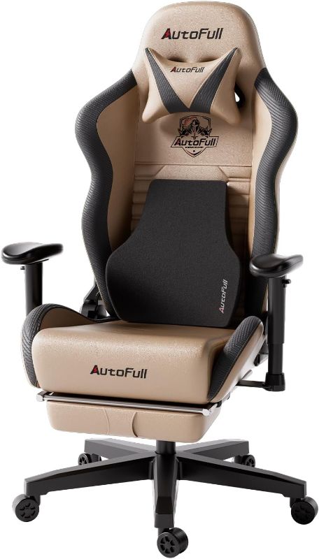 Photo 1 of AutoFull C3 Gaming Chair Office Chair PC Chair with Ergonomics Lumbar Support, Racing Style PU Leather High Back Adjustable Swivel Task Chair with Footrest (Brown)
