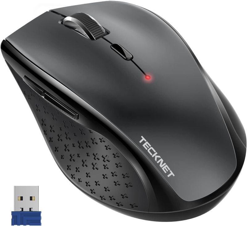 Photo 1 of TECKNET Wireless Mouse, 2.4G USB Computer Mouse with 6-Level Adjustable 3200 DPI, 30 Months Battery, Ergonomic Grips, 6 Buttons Portable for PC, Chromebook, Mac - Grey
