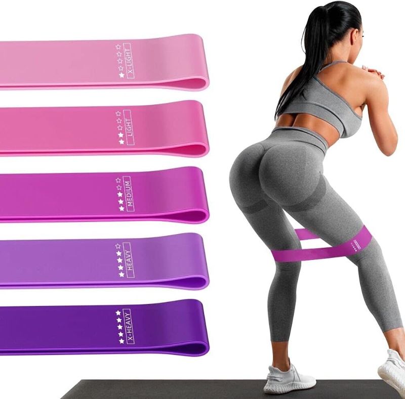 Photo 1 of Resistance Loop Exercise Bands Exercise Bands for Home Fitness, Stretching, Strength Training, Physical Therapy,Elastic Workout Bands for Women Men Kids, Set of 5
