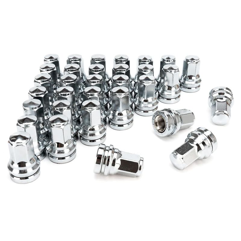 Photo 1 of 32PCS Wheel Lug Nut (Chrome) of 14x1.5 Lug Nuts Fit for 2017-2022 Ford F250 F350 Replace HCPZ-1012-A HCPZ-1012-B - Wheel Accessories Parts Set
