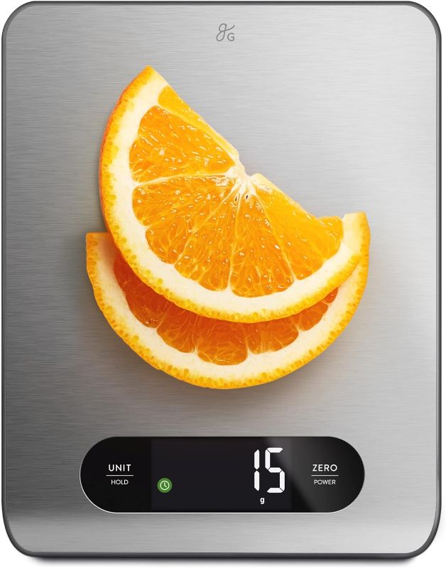 Photo 1 of Greater Goods Stainless Steel Food Scale - A Premium Kitchen Scale That Weighs in Grams, Ounces, Fluid Ounces, and Milliliters | Hi-Def LCD Screen and Easy-to-Store Size | Designed in St. Louis
