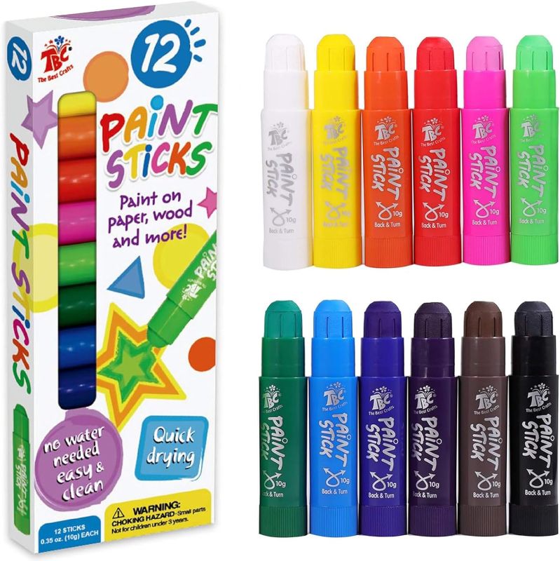 Photo 1 of TBC The Best Crafts Paint Sticks,12 Classic Colors, Washable Paint, Non-toxic, Tempera Paint Sticks for Kids and Students
