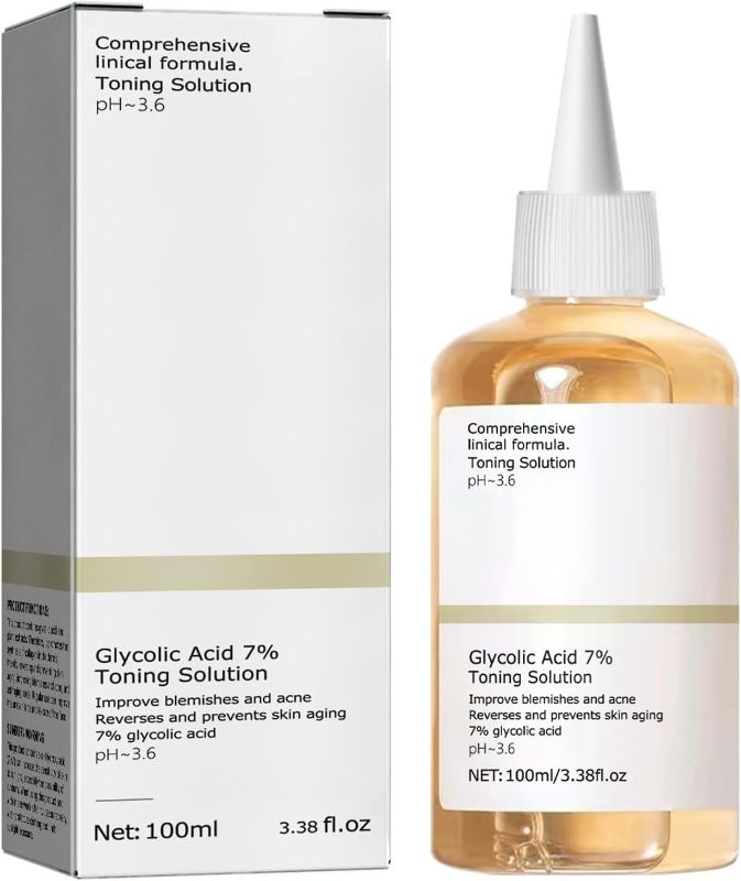 Photo 1 of Glycolic Acid 7% Toner, Glycolic Acid 7% Toning Resurfacing Solution, Facial Exfoliation Astringe Pores, Hydrates and Reduces Skin Blemishes 100ML
