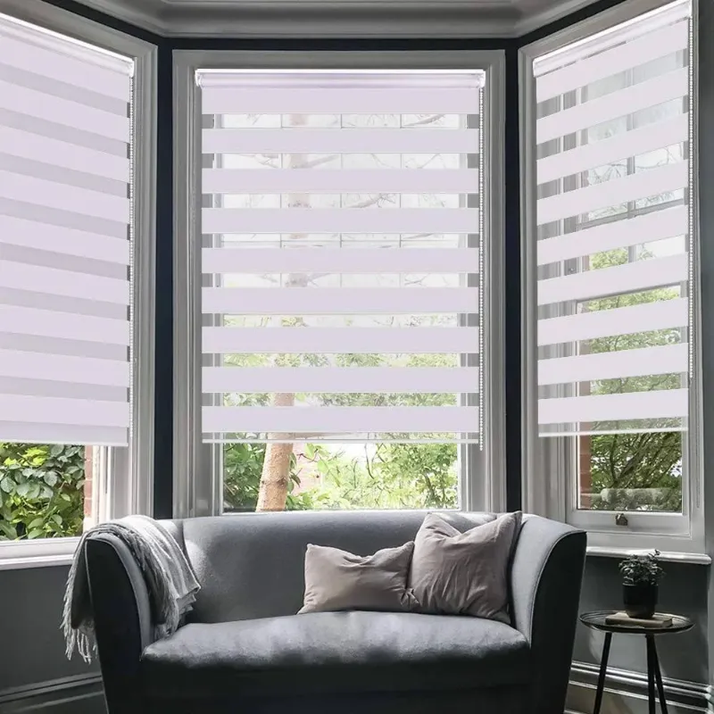Photo 1 of Luckup Corded Light Filtering Horizontal Window Shade Zebra Blinds 19.7 inch x 59 inch, Size: 19.7 x 59, White