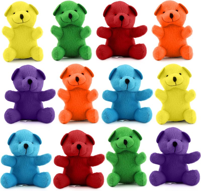 Photo 1 of 12 Mini Stuffed Bears keye chain, Bulk Plush Bears 4 inches,Assorted Bright Colors,Cute Mini Bear for Party Favor, Present Box Stuffers