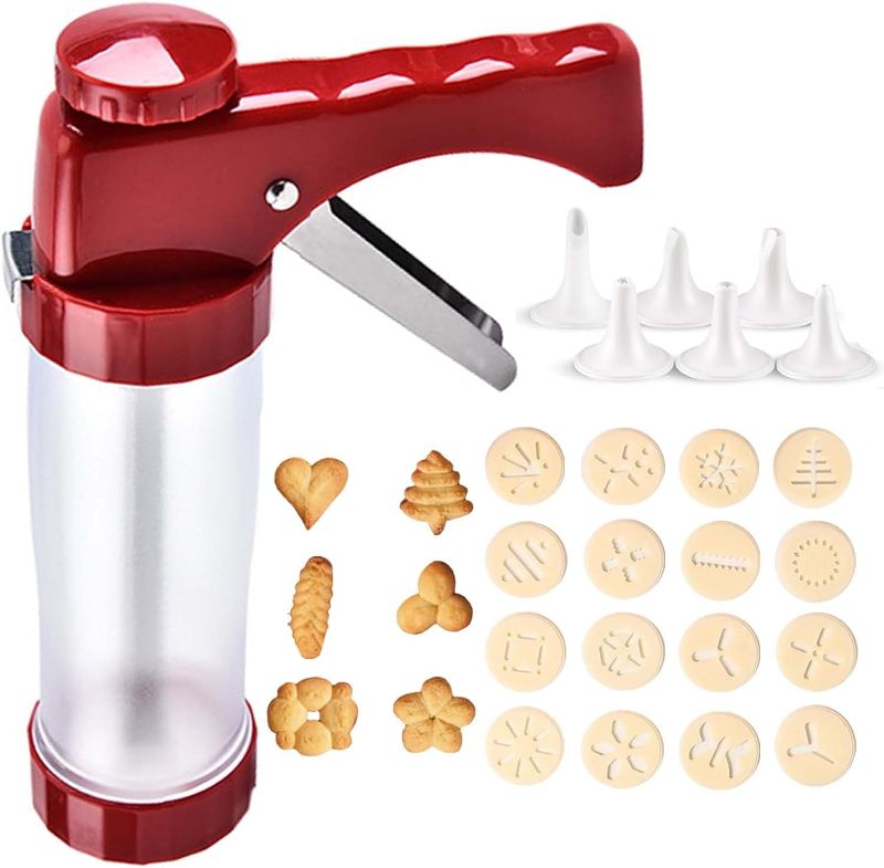 Photo 1 of Suuker Cookie Press, Cookie Press Gun for Baking with 16 Spritz Cookie Press Stencil Discs and and 6 Icing Tips, Cookie Gun, Cookie Maker for Biscuit Maker and Decoration
