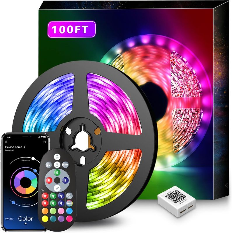 Photo 1 of Nexillumi 100Ft Music Sync Color Changing LED Strip Lights with Remote, App Control, Built-in Mic (APP+Remote+Mic)