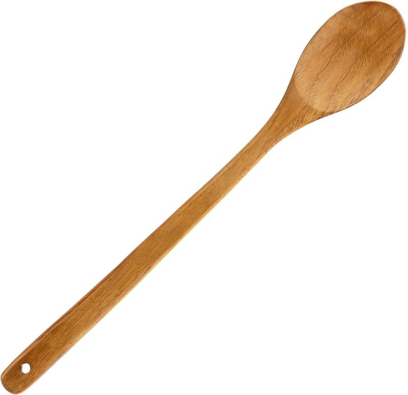Photo 1 of FJNATINH Long Handle Wooden Mixing Spoon, 16.5-Inch Long Wooden Soup Spoon for Cooking and Stirring