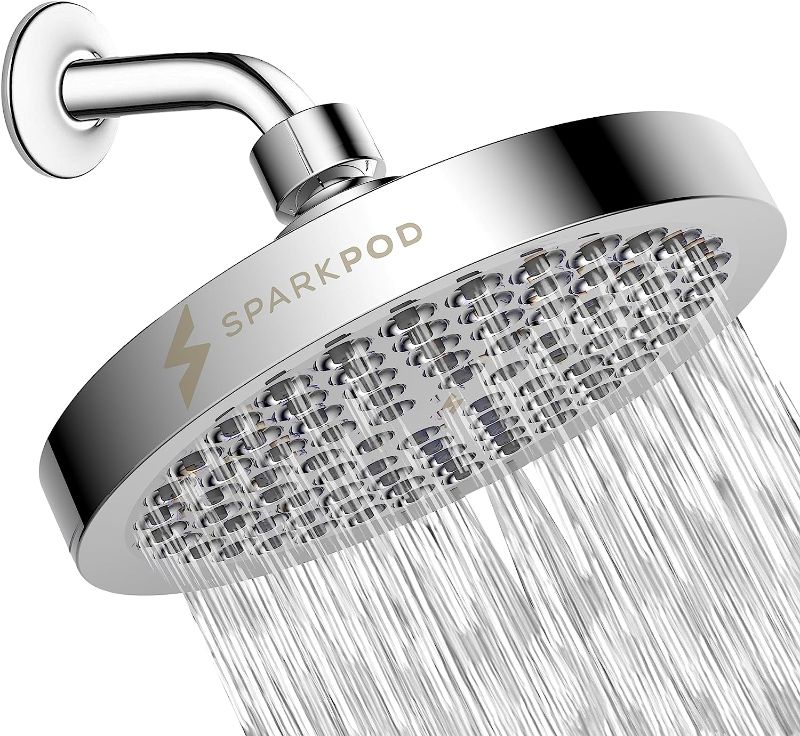 Photo 1 of SparkPod Shower Head - High Pressure Rain - Premium Quality Luxury Design - 1-Min Install - Easy Clean Adjustable Replacement for Your Bathroom Shower Heads (Luxury Polished Chrome, 6 Inch Round)