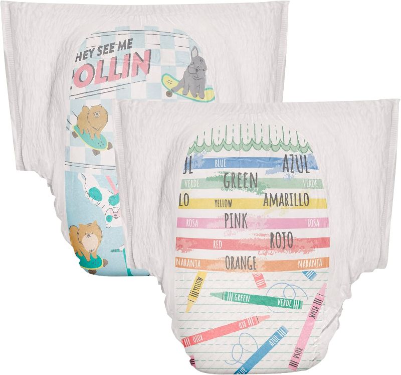 Photo 2 of The Honest Company Clean Conscious Training Pants | Plant-Based, Sustainable Diapers | Let's Color + See Me Rollin' | Size 3T/4T (32-40 lbs), 69 Count