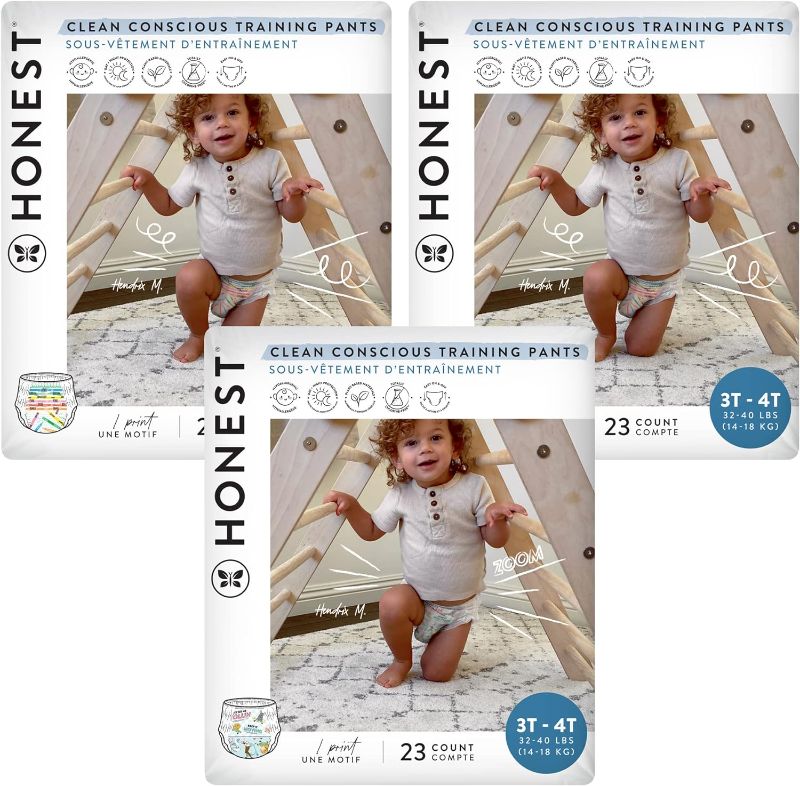 Photo 1 of The Honest Company Clean Conscious Training Pants | Plant-Based, Sustainable Diapers | Let's Color + See Me Rollin' | Size 3T/4T (32-40 lbs), 69 Count