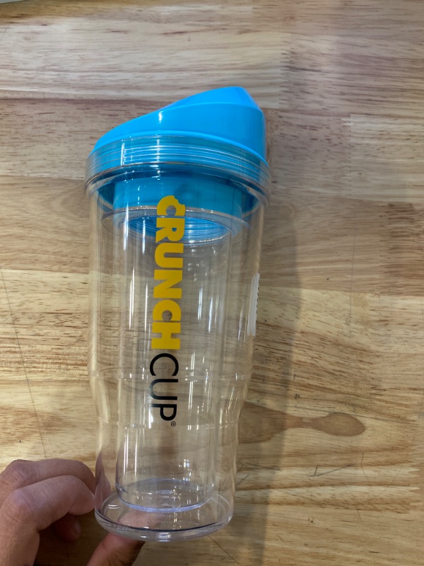 Photo 2 of CRUNCHCUP XL BLUE - Portable Plastic Cereal Container for Breakfast On the Go, No Spoon or Bowl Required