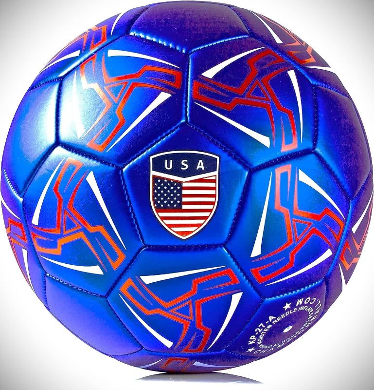 Photo 1 of Western Star Soccer Ball American USA Size 3 & Size 4 & Size 5 - Official Match Weight - Youth & Adult Soccer Players - Durable, Long-Lasting Construction & Attractive Soccer Gifts