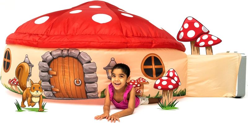 Photo 1 of The Original Patented AirFort - Build A Fort in 30 Seconds, Inflatable Fort for Kids, Play Tent for 3-12 Years, A Playhouse Where Imagination Runs Wild, Fan not Included (Mushroom House)