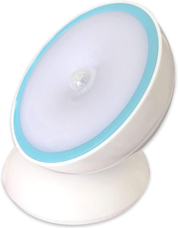Photo 1 of Night Light Motion Sensor [Battery Powered] with Rotating Base for Indoor Use in Bathroom, Hallway, Cruise Cabin & More White
